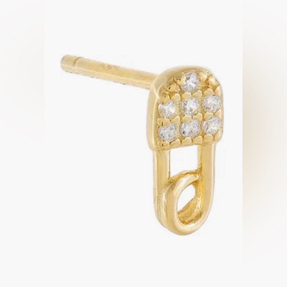 Adina’s Jewels Cubic Zirconia Mini Safety Pin Stud Earring